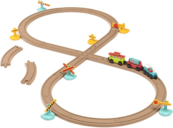 Battat – Train Set for Kids, Toddlers – 29 Pieces Track Set with Accessories – Developmental Toy – 2+ Years