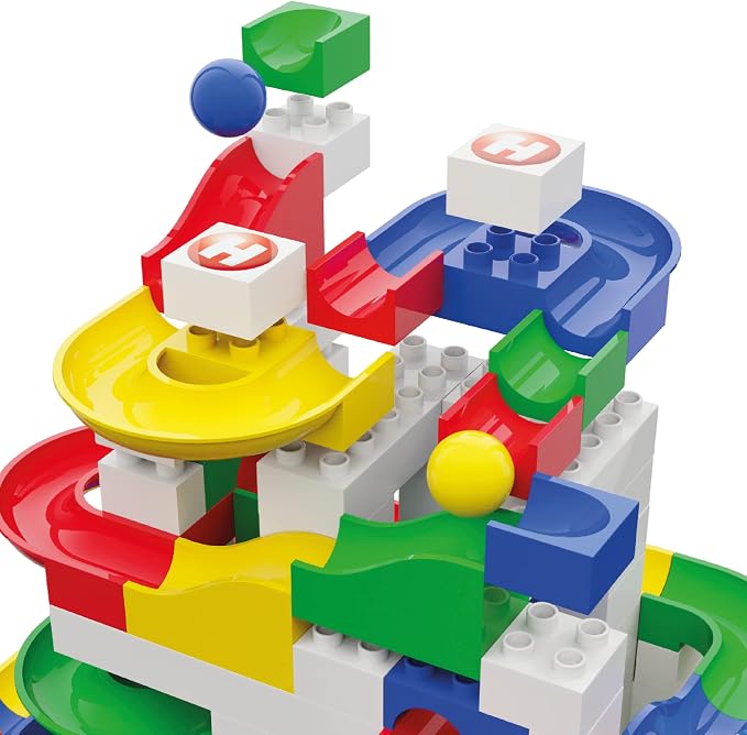 Hubelino Marble Run 123 Piece Starter Building Box Set, STEM Toys for 4-8 Year Olds, Compatible Marble Maze and Ball Run, Made in Germany