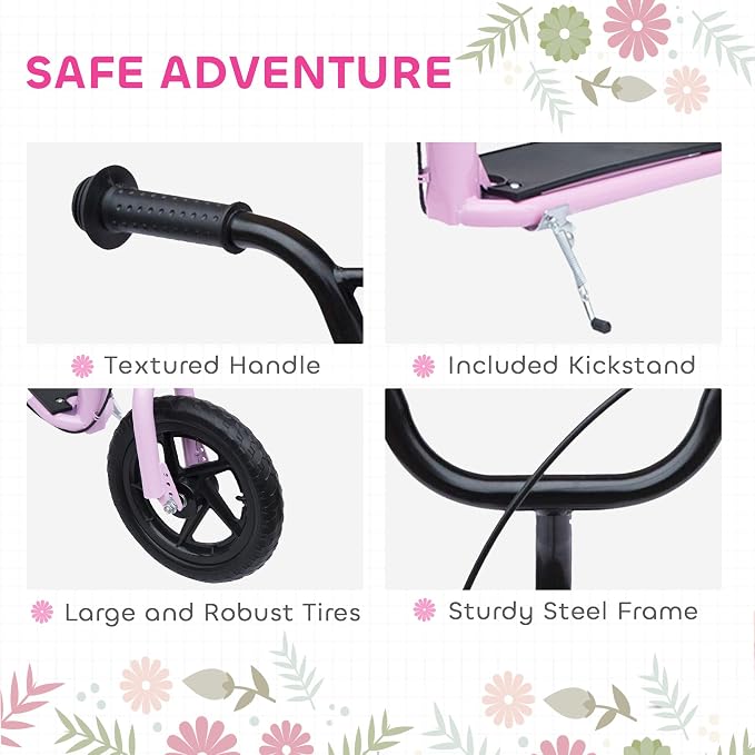 HOMCOM Kick Scooter for Kids 5-12 Years Old, Big Wheel Kids Scooter with Adjustable Height Handlebar, 12" EVA Tyres, Non-Slip Footplate, Rear Brake