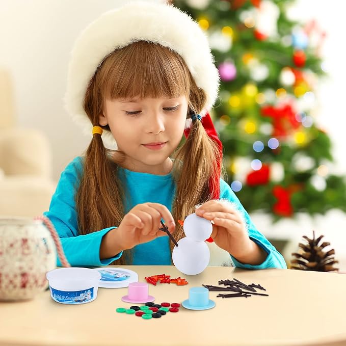 Aneco 9 Pack Christmas Snowman DIY Craft Kit Build Snowman Air Dry Clay Christmas Gift Decor Modeling Clay Winter Game for Holiday Party Home Supplies