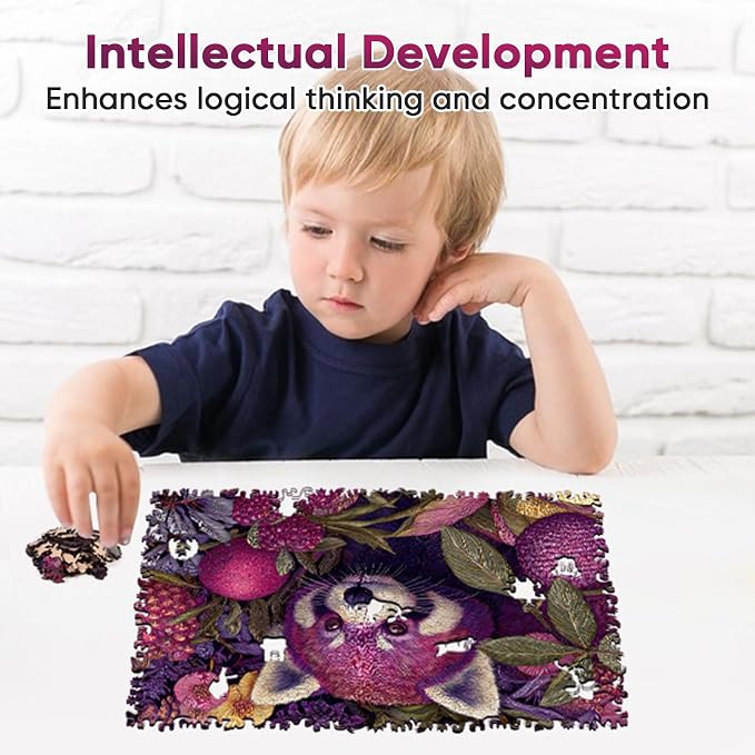 Mocfesk Wooden Puzzles for Adults, Red Panda Puzzles 200 Pieces, Unique Shaped Animal Jigsaw Puzzles for Adults and Kids, Birthday Gifts Fun Family Game 12.2'' x 9.1''