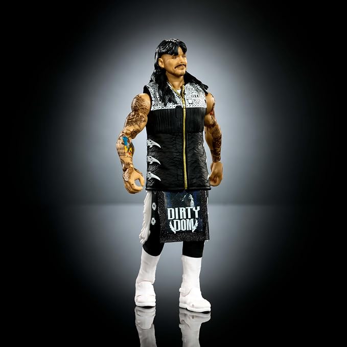 Mattel WWE Ultimate Edition Action Figure & Accessories Set, “Dirty” Dominik Mysterio 6-inch Collectible with Swappable Heads & Hands, 30 Articulation Points