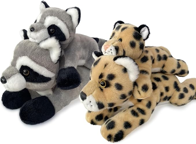 Raccoon Stuffed Animal for Kids,8 inch Realistic Animal Plush Toy Lying Down Posture Animals,Plush for Boys Girls Adult Birthday Hug Teaching(S-Raccoon)