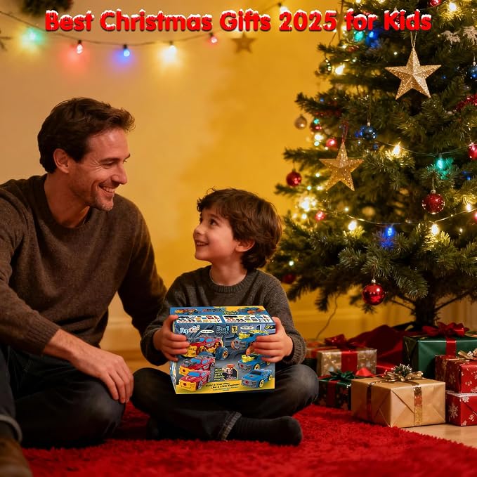 Pup Go 3-in-1 Take Apart Car for Boys with Electric Drill, 46Pcs Construction Toy Truck, Build Your Own Toy Car with Play Tools, Ideal STEM Gift for Kids Children Ages 3 4 5 6 7 8 9 Year Old Red