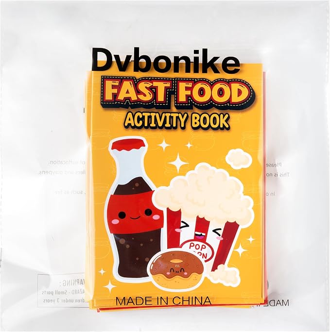 Dvbonike 24Pcs Fast Food Activity Books - Fast Food Mini Fun Games Coloring Book Bulk with Burger Fried Chicken Fries Popcorn Party Favors Goodie Bag Stuffers Classroom Rewards Supplies