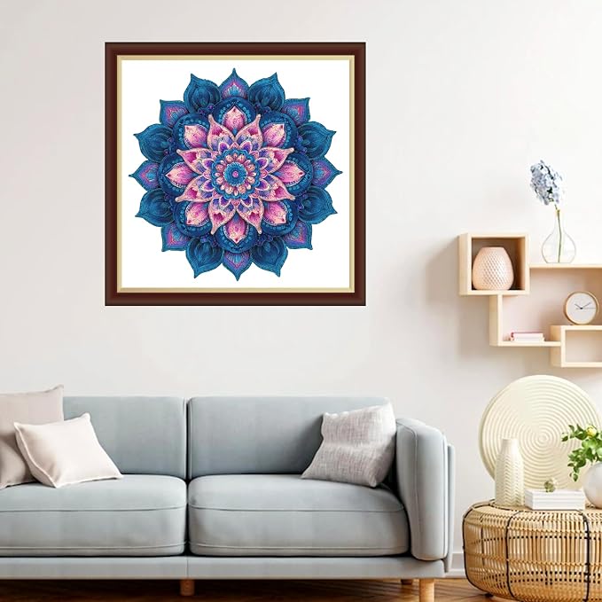 Ixfyloop Mandala Wooden Puzzles for Adults, Lotus Adult Puzzles 192 Pieces, Wooden Jigsaw Puzzles Unique Shape, Mindfulness Wood Puzzles Adult, 11.1x11.2 inch