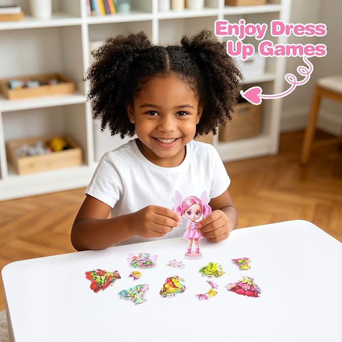 PainZieteg Magnetic Dress Up Dolls,Paper Dolls for Girls, Kids DIY Princess Magnetic Dress-Up Doll for Girl Birthday (Spring Fairy)