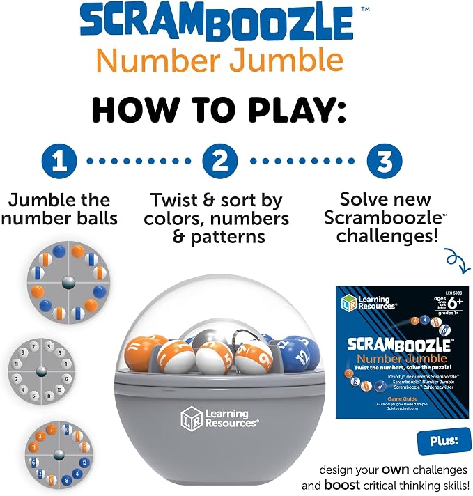 Learning Resources Scramboozle Number Jumble - 3D Brain Teasers for Kids and Adults, Puzzles for Teens, Boosts Critical Thinking and Problem Solving, Travel Games, Fidget Toy, Gifts for Boys and Girls