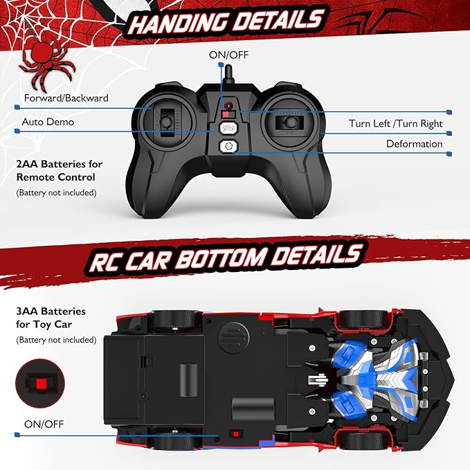Remote Control Car with One Button Transformation, RC Cars Transforming into Robot, 2.4Ghz 360 Degree Rotation Police Car with Light, 1:18 Scale Transform Toys for Boys Girls Kids 4-7 8-12 6-8