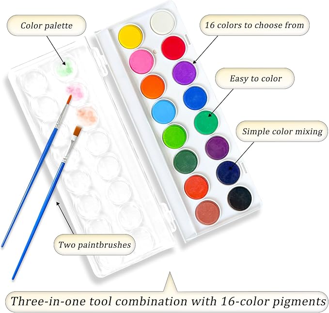 Watercolor Workbooks, 16 Colors Water Color Books Paint Set for Adults, Watercolor Coloring Book for Beginners, Water Color Workbook, 15 Beautiful Paintings for Beginners (Baking)