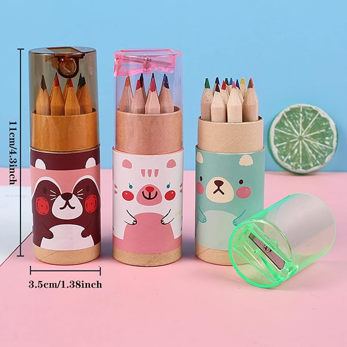 Tergy 20 Packs Mini Colored Pencils with Sharpener in Tube Portable Drawing Art Cartoon Pencils for 3 Years Old and Up Kids Adults Writing Sketching Painting,12 Colors in Tube