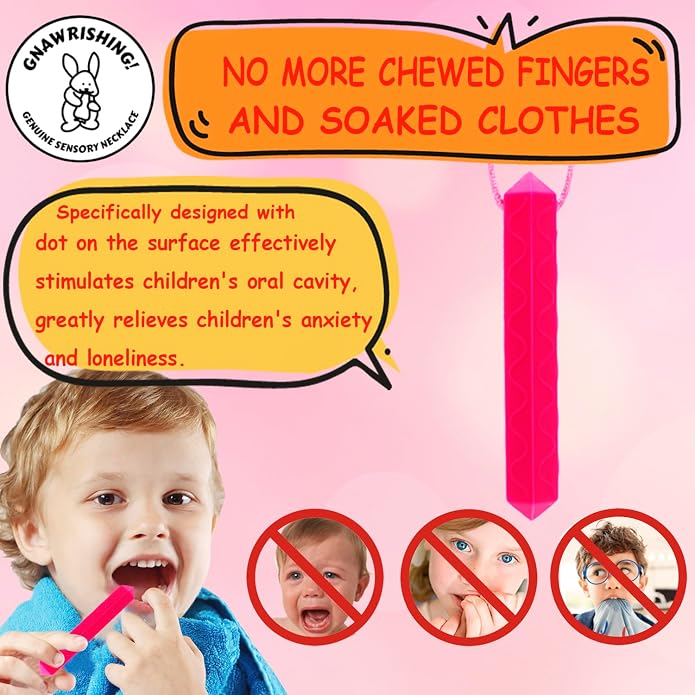 Sensory Chew Necklace, 8 Pack Diamond Chew Necklaces for Sensory Kids, Made from Food Grade Silicone for for Autistic, ADHD, Oral Motor Boys and Girls Children (Rainbow Color)