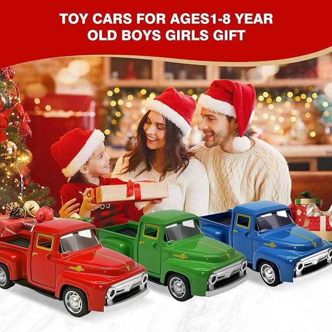 Little Red Truck Toy for Toddlers 3 4 5 6 7 8 Year Old Boys Girls,1:32 Alloy Toddlers Car Toy Driveable,Car Door Can Open,Toy Trucks for Kids Easter Christmas Birthday Gifts