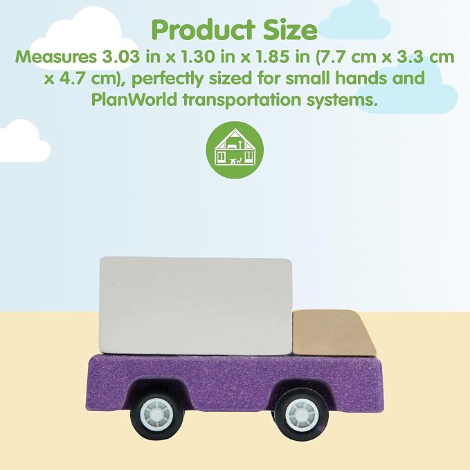 PlanToys® Purple Delivery Truck Wooden Montessori Vehicle Toy | Early Movement, Imagination and Practical Life Exploration | Eco Friendly Truck for Indoor and Outdoor Play