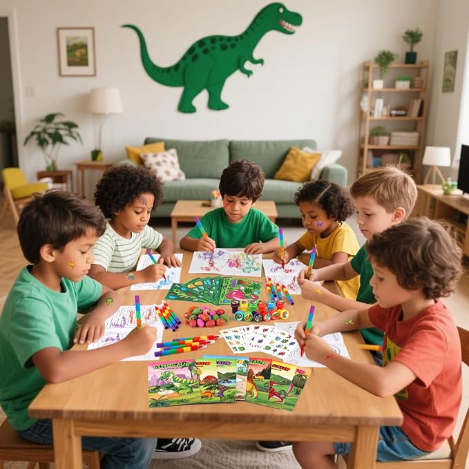 BenLouis 168Pcs Dinosaur Party Favors Dino Theme Coloring Books Crayons Sticker Set Bulk for Kids Jurassic Birthday Goodie Bag Stuffer Classroom Gifts Rewards Craft Pinata Fillers