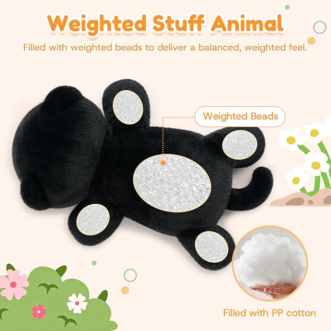 Black Cat Weighted Stuffed Animal, Soft Plush Toy Gift(24.8 Inch, 3.6 Lbs)