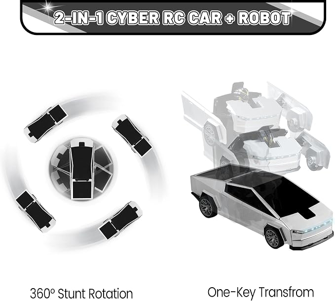 Remote Control Car Cyber-Inspired Transformer Toys Cars 2.4Ghz One-Button Deformation 360° Rotation Drift Rc Car Robot Rc Truck Toys for 4 5 6 7 8+ Years Old Boy Toys