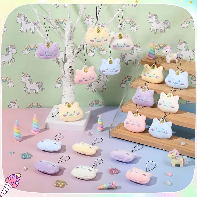 Libima 40 Pcs Mini Unicorn Keychain Small Unicorn Party Prizes Mini Animals Keychains Charm Set for Christmas Carnival Birthday Prizes Decoration for Clothes
