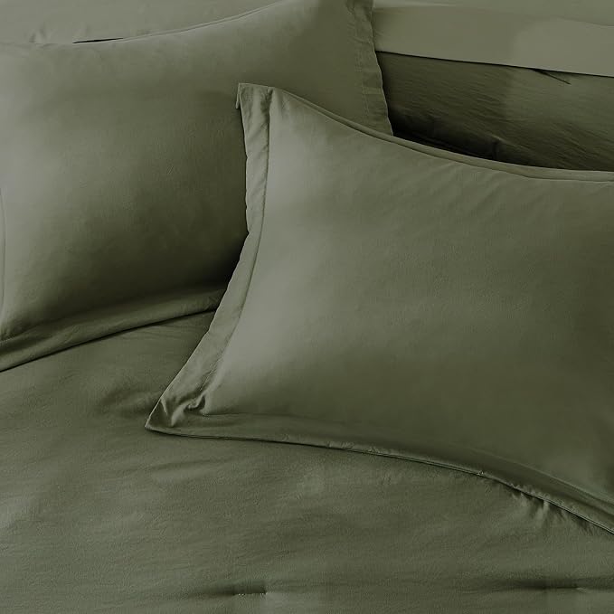 WRENSONGE Twin XL Comforter Set- 5 Pieces Olive Green Twin XL Bedding Sets with 1 Fitted Sheet, 1 Flat Sheet, 1 Pillow Sham and 1 Pillowcase