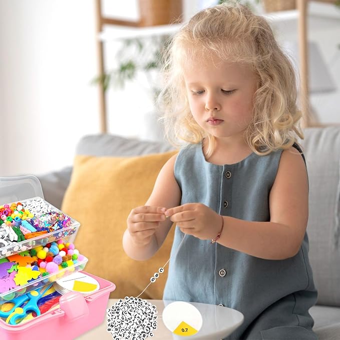 3000Pcs Arts and Crafts Supplies for Kids Craft Kits with Pipe Cleaners Crafting Supply All in 3 Layered Craft Box DIY Crafts for Kids Ages 4-8 8-12 Homeschool Supplies Toys Gifts for Girls & Boys