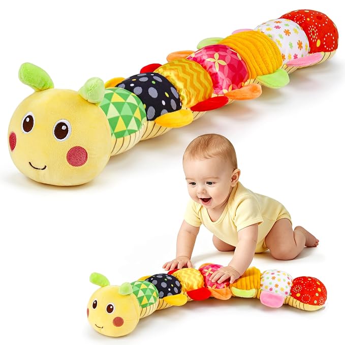 Topsochir Baby Caterpillar Toys 0-3-6 Month Musical Stuffed Animal Plush Tummy Time Toy for Infant 6-12 Month Teething Sensory Toy with Crinkle Rattle Babies 0 2 3 4 5 6 Month Newborn Birthday Gifts