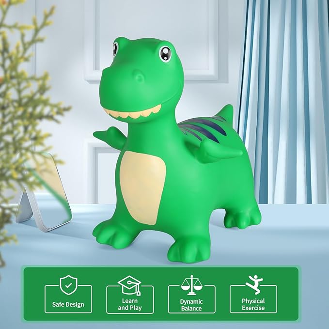 INPANY Bouncy Horse, Dinosaur Hopper Toys for Boys, Gifts Toy for Kid | Eco-Friendly PVC, Low Center Gravity, Cute Cartoon Design, Load 100 Lbs, Learn & Exercise & Active Fun, Gifts for 1-3 Kids