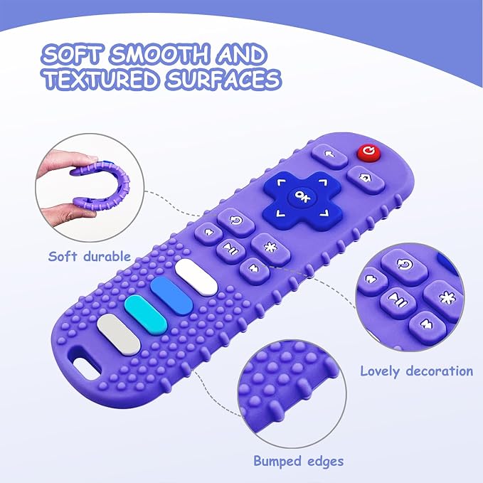 Silicone Baby Teething Toys, Silicone Reomte Teethers for Babies, Remote Control Shape Teething Toys, Chew Toys for Boys and Girls Soft Teething Remote