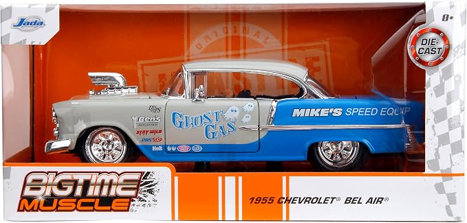 Jada Bigtime Muscle 1:24 1955 Chevrolet Bel-Air Die-Cast Car, Toys for Kids and Adults(Cool Gray/Gloss Blue)