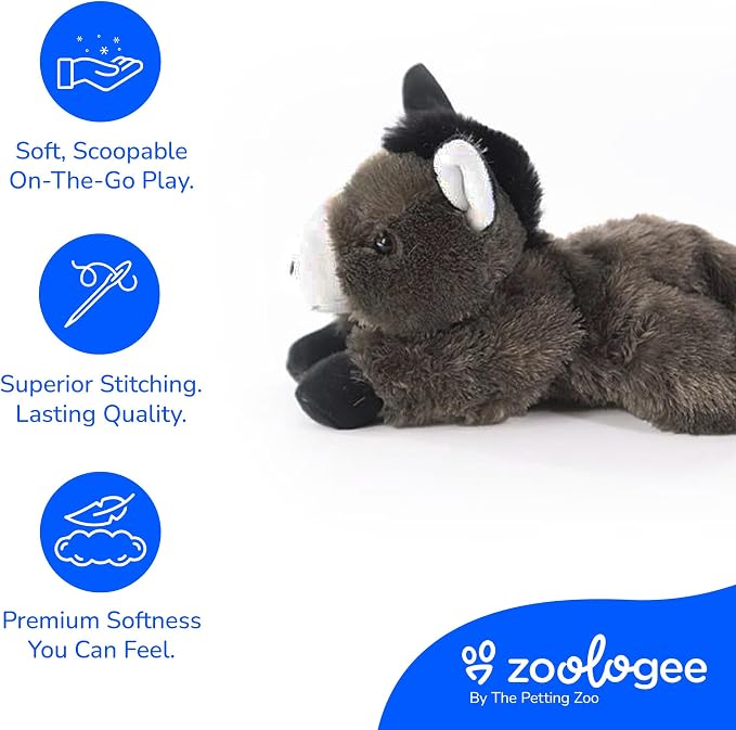 The Petting Zoo Donkey Stuffed Animal Plushie, Gifts for Kids, Donkey Wildlife Animals, Donkey Plush Toy 8 Inches