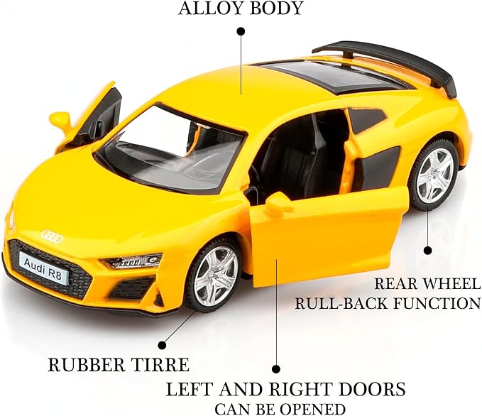 TOKAXI 1/36 Scale Audi R8 Diecast Model Cars,Pull Back Vehicles Toy Cars,Cars Gifts for Boys Girls