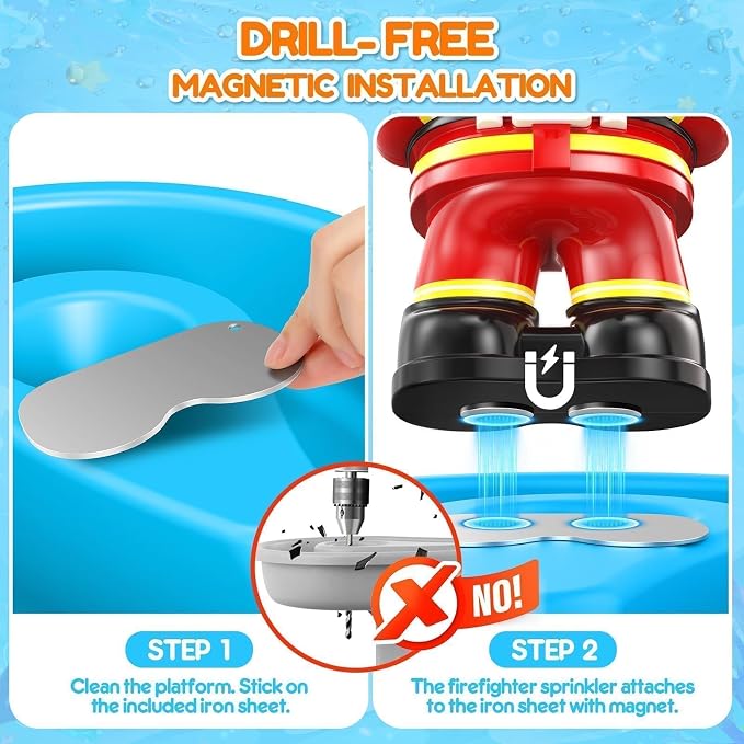 Water Pump for Water Table: Firefighter Water Table Pump Strong Continuous Flow for Step 2 Watertable Safe Plug-in No Drilling Summer Play Outdoor Water Toys Accessories for Toddlers 1-3 Kids 4-8