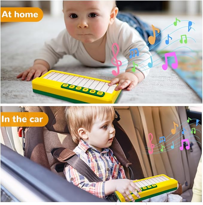 Toddlers Piano Toy with Rainbow Lights, Portable Travel Piano Keyboard Musical Instrument Learning Toys, Music Interactive Birthday Gift for 3 4 5 Year Old (Yellow)