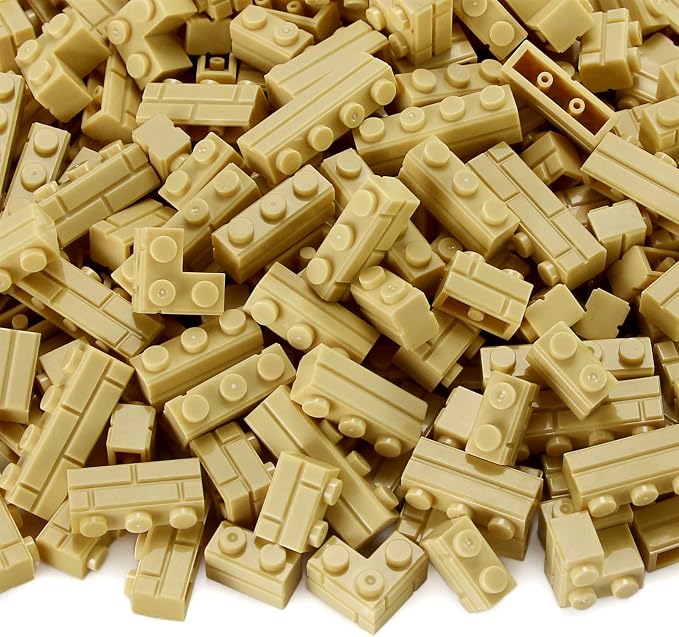 Masonry Bricks Set - Compatible with Major Brands Building Blocks, 260 Pieces Bulk 1x2 1x3 1x4 and Corner Bricks for DIY Wall House Construction (Tan)