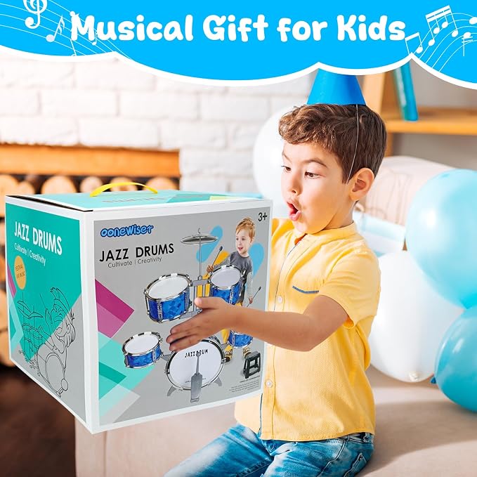 Kids Drum Set 5 Piece Drums Set for Toddlers 3-5, Toddler Drum Set 5-7 Musical Instrument Toys Percussion Birthday for 3 4 5 6 7 8 Years Old Kid Girls Boys