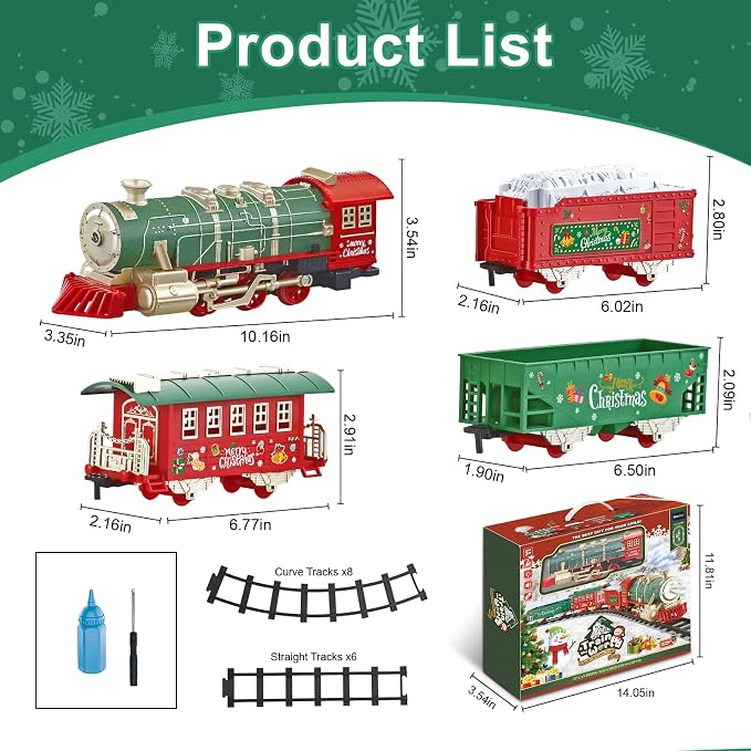 Electric Train Set for Kids Ages 4-8 with Real Steam, Lights and Sounds, Complete Toy Train Set with Cars and Tracks, Easy Snap-Together Assembly, Christmas and Year-Round Gift for Children