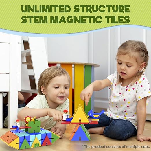 Magnetic Tiles, Interlocking Building Blocks, 3D Wonderland Construction STEM Learning Early Education Best Gift for Kids Boy Girl, Age 3-8