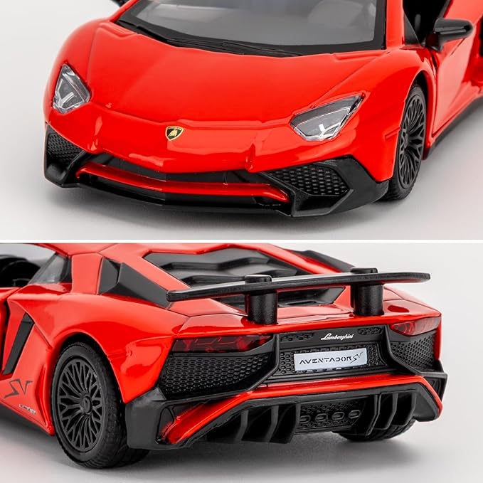 TGRCM-CZ 1/36 Scale Lamborghini Aventador LP700-4 Casting Car Model, Zinc Alloy Toy Car for Kids, Pull Back Vehicles Toy Car for Toddlers Kids Boys Girls Gift (Red)