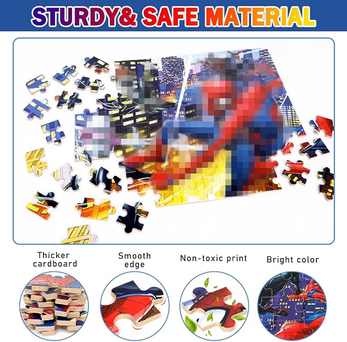 100 Pieces Jigsaw Puzzles for Kids Ages 4-8,Cool Spider Toy Puzzles,Kid Boys Girls Children Learning Educational Puzzless Portable Box Pack Toys
