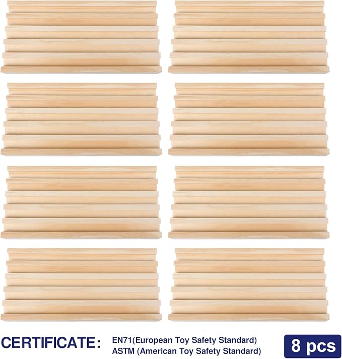 GOTHINK Wooden Domino Racks Set of 8 Trays with Felt Bottom for Mexican Train Dominoes Games, Non-Slip Domino Tiles Holders, Mexican Train Accessories for Adults & Kids - Dominoes NOT Included