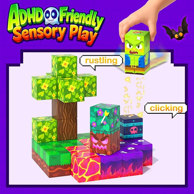 Gooidea 150 Magnetic Blocks Magnetic Building Toys, Mine Magnet World Building Craft, STEM Toy for Kids Age 4-8 5-7 8-12, Sensory Learning Toys Games, Gift for Boys Girls 3+ Year Old