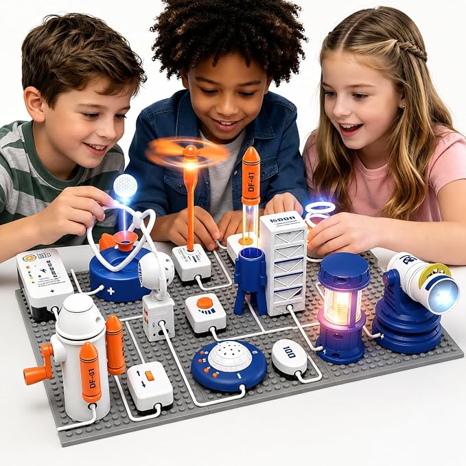 STEM Circuit Kit for Kids Ages 6+, 66PCS Electronics Exploration Kit with 1200+ Creative Projects for Home & School Learning, Educational Physics Science Toy Gift for Boys Girls