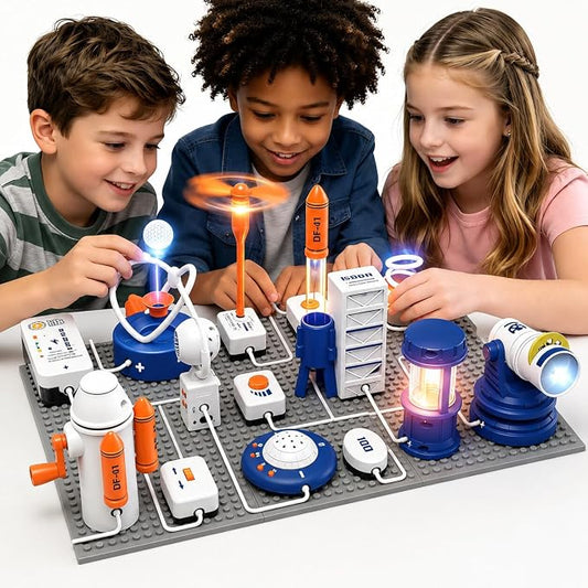 STEM Circuit Kit for Kids Ages 6+, 66PCS Electronics Exploration Kit with 1200+ Creative Projects for Home & School Learning, Educational Physics Science Toy Gift for Boys Girls