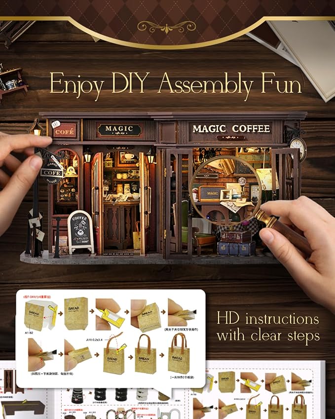 CUTEBEE Dollhouse Miniature with Furniture, Wooden DIY Dollhouse Kit Plus Dust Proof, Creative Room Idea