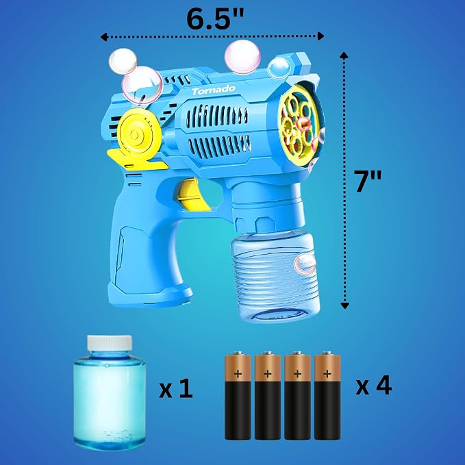 Haktoys Dinosaur Bubble Gun for Kids Automatic Bubble Machine Toy, Outdoor Bubble Maker Blower for Toddlers Boys Girls Backyard Play, 2 Pack Dinosaur and Space Gun