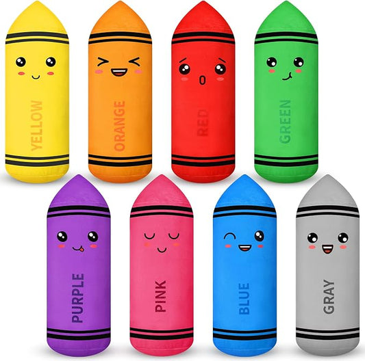 Soulchen 8 Colors Crayon Plush Toy for Kids Classroom 11.8 Inches Crayon Decoration Back to School Pillow Toddler Preschool Reading Room Decor