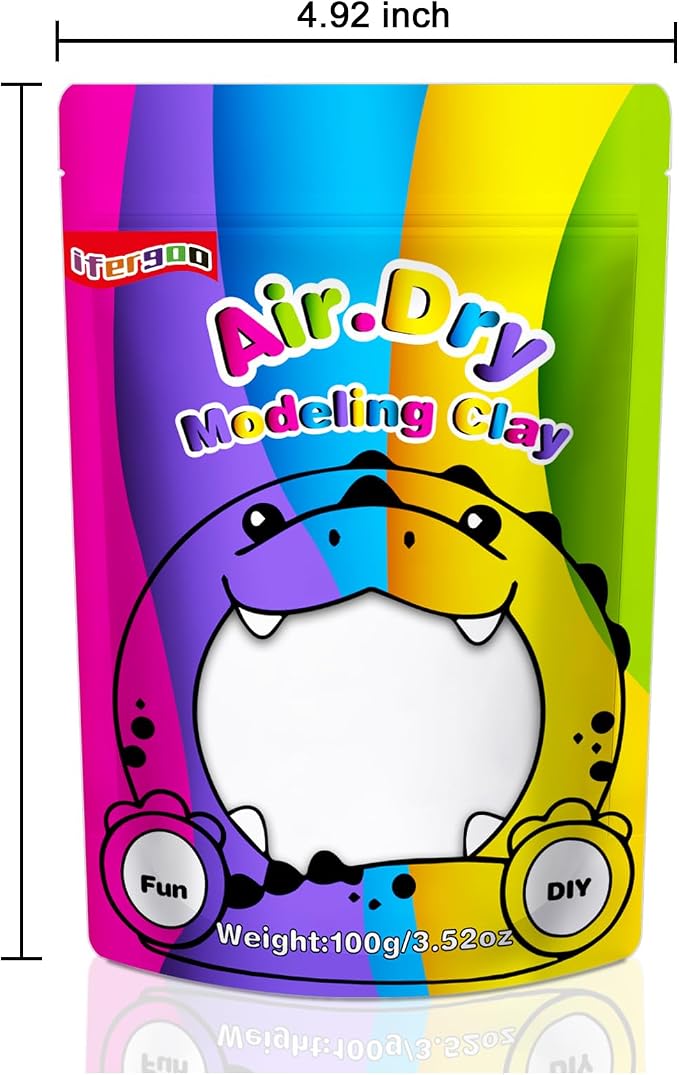 ifergoo White Air Dry Clay, DIY Creative Modeling Clay for Kids, Super Light Magic Foam Clay for Kids Age 3-12, Soft, No-Sticky & Non-Toxic, Molding Clay for School Art & Craft Project(100g/3.5oz)