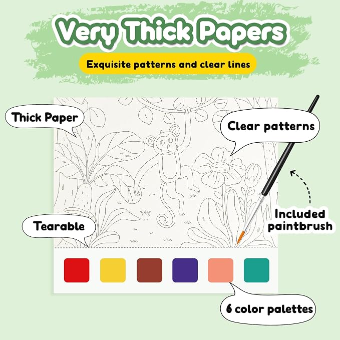 Water Coloring Book,Paint with Water Books for Kids Ages 3-5,Watercolor Painting Book for Toddlers 4-6,Creative Arts and Crafts & Airplane Travel Essentials for Boys Girls