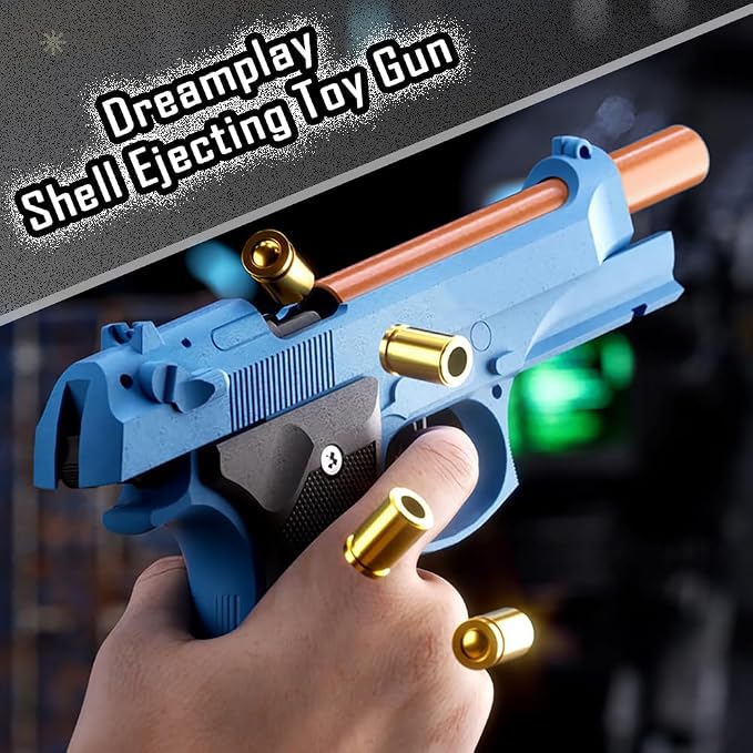 Dreamplay Shell Ejecting Toy Gun, Beretta Model 92 Automatic Pull Back Action Shooting Toy Education Model Toy for Kids Gifts