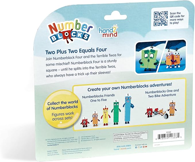 hand2mind Numberblock Four and the Terrible Twos, Cartoon Action Figure Set, Toy Figures, Play Figure Playsets, Small Figurines for Kids, Number Toys, Math Toys for Kids 3-5, Birthday Gifts for Kids