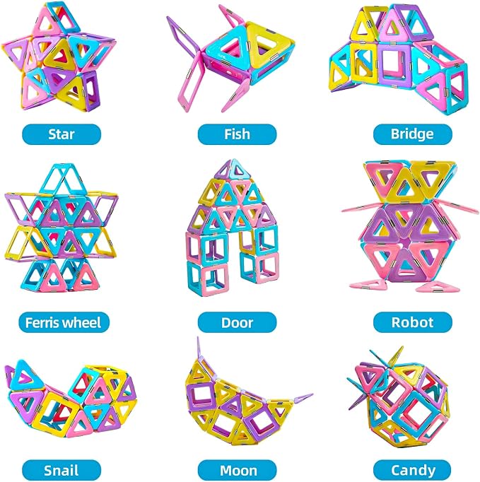 TOKBLOK Pastel Magnetic Tiles Set - 40-Piece STEM Building Blocks for Kids Ages 3-8, Creative & Educational Toy Gift for Girls - Starter Set